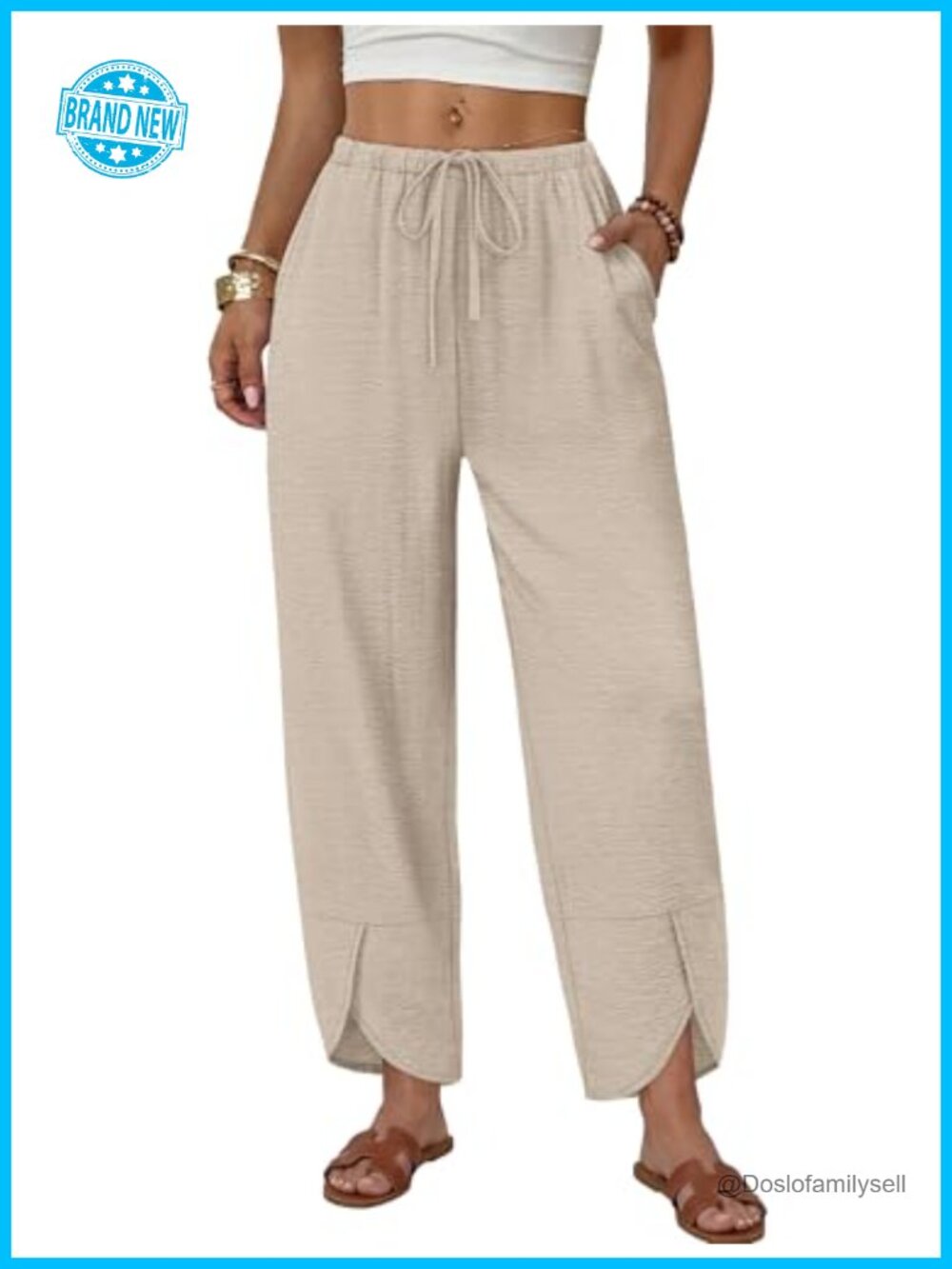Sampeel Wide Leg Palazzo Capri Pants Cropped Flowy Vacation Casual